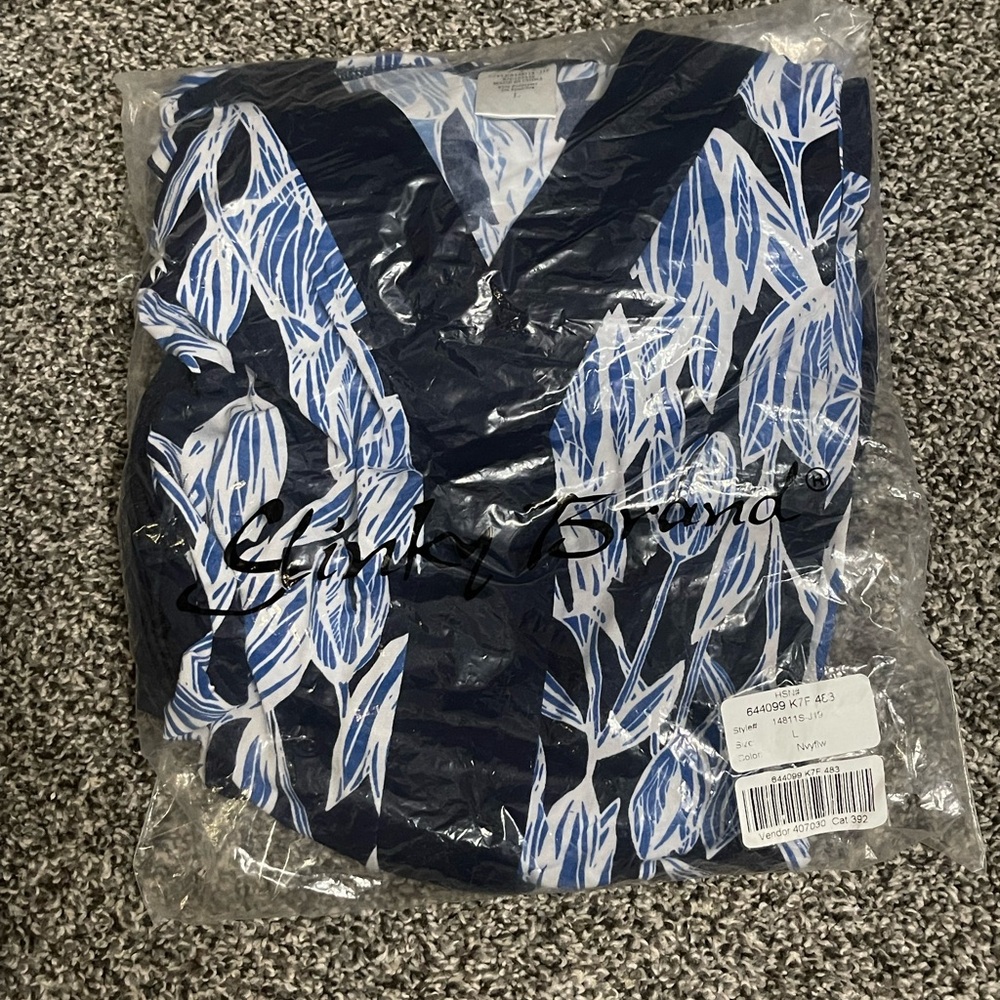 New Slinky Brand 3 piece Navy Blue and white floral Outfit L - Picture 2 of 13